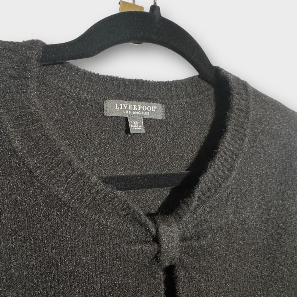 Liverpool Wool Blend Black Sweater, V-Neck Key Hole, XS - Picture 2 of 6